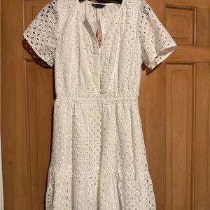 Elegant White Eyelet Dress